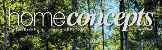 Home Concepts logo in large, white letters, and a background of trees.